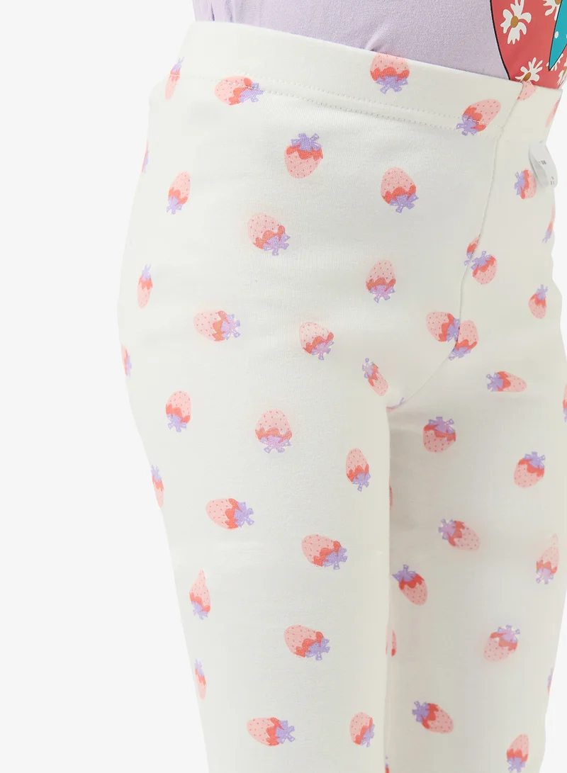 Pinata  Strawberry Print White Leggings for Women | Best Price UAE